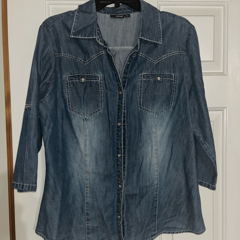 a.n.a Classic Blue Denim Shirt